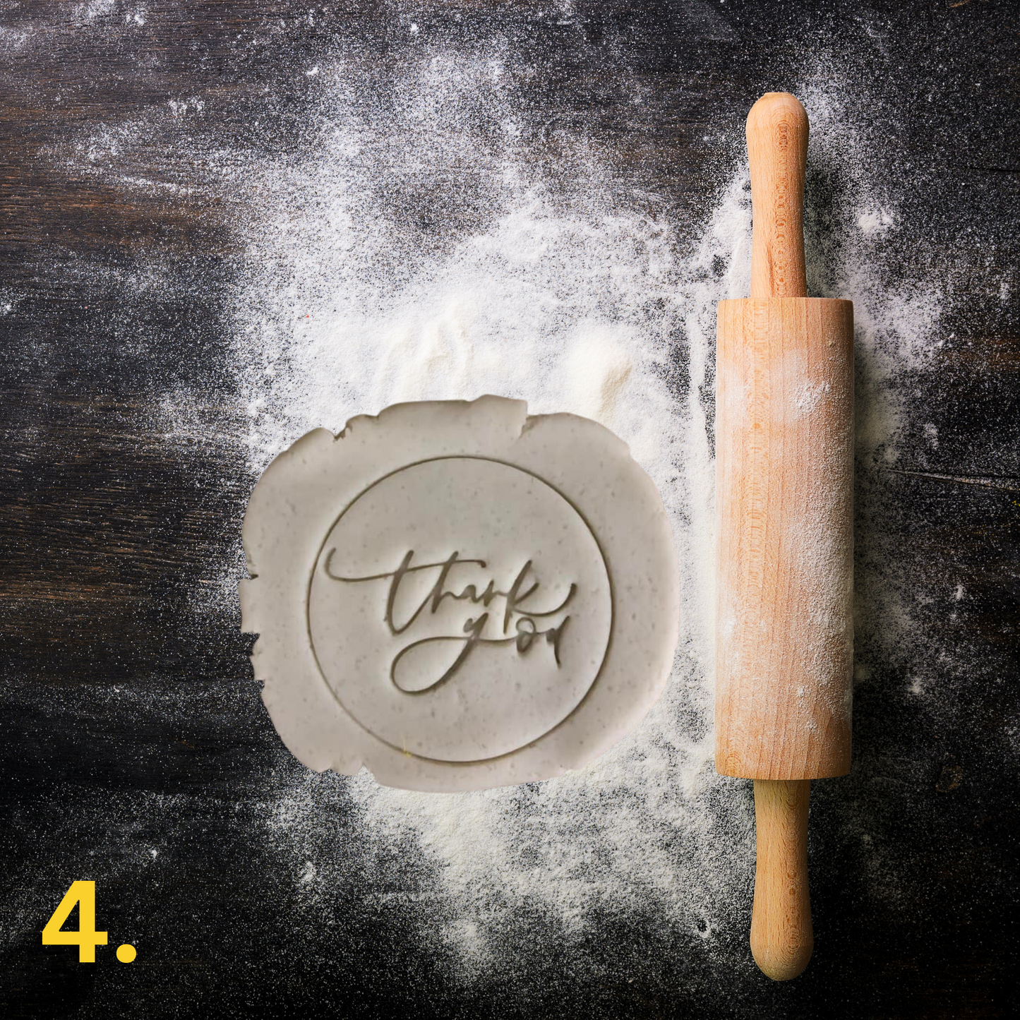 Thankyou 4 designs - 70mm round stamp