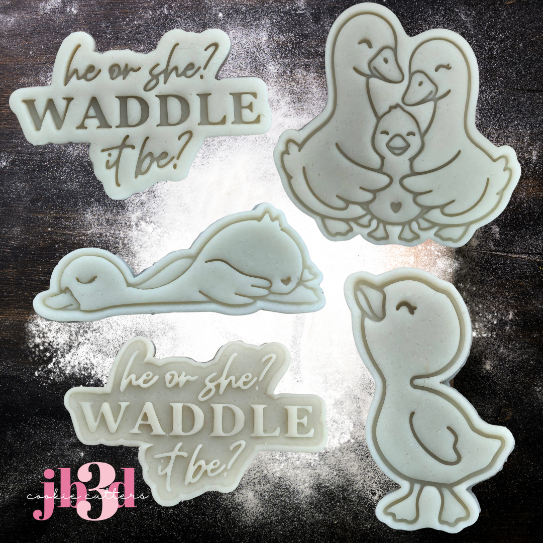 He or She? WADDLE it be? Baby Shower Cutters & Embosser Stamps