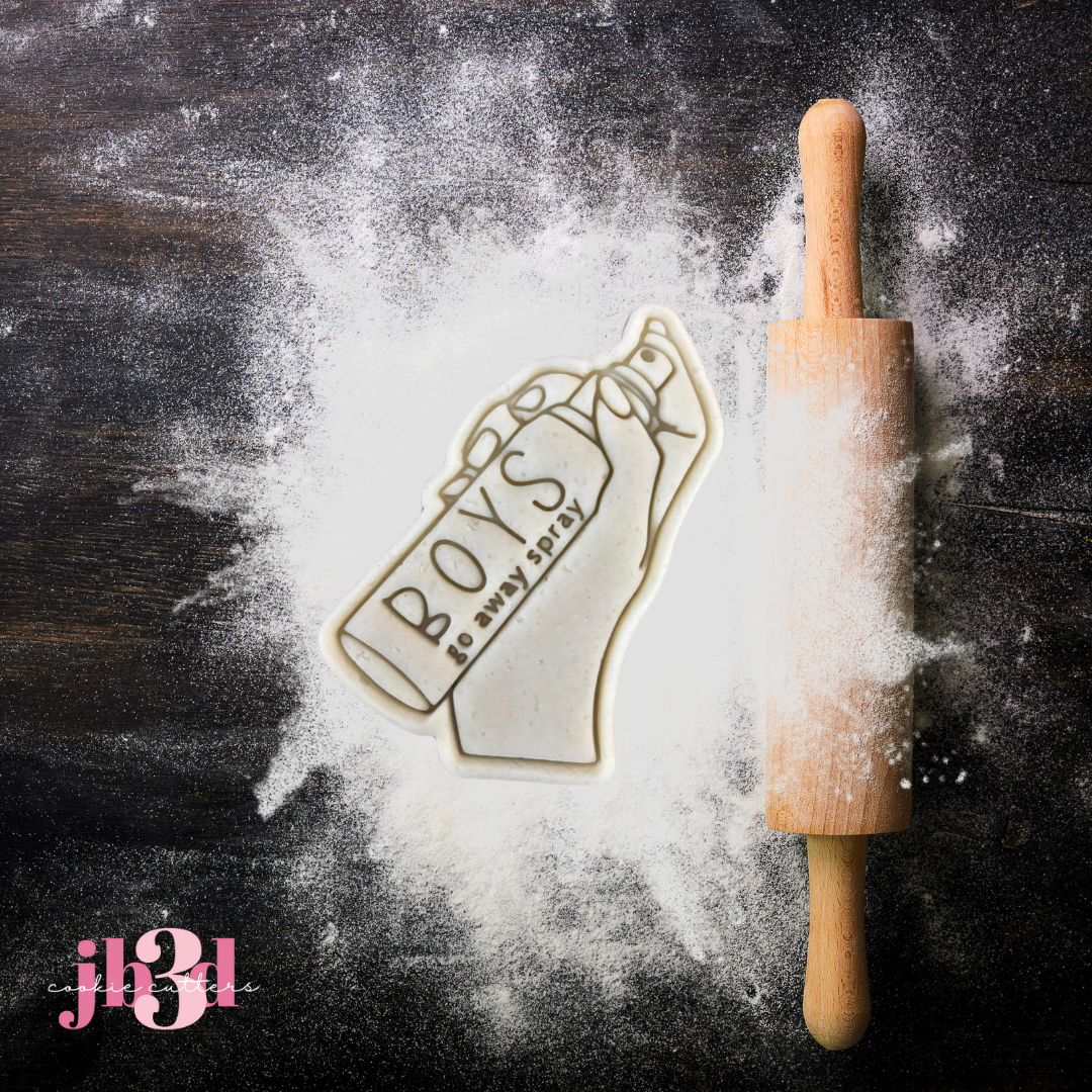 BOYS Go Away Spray - Cutter & Embosser Stamp