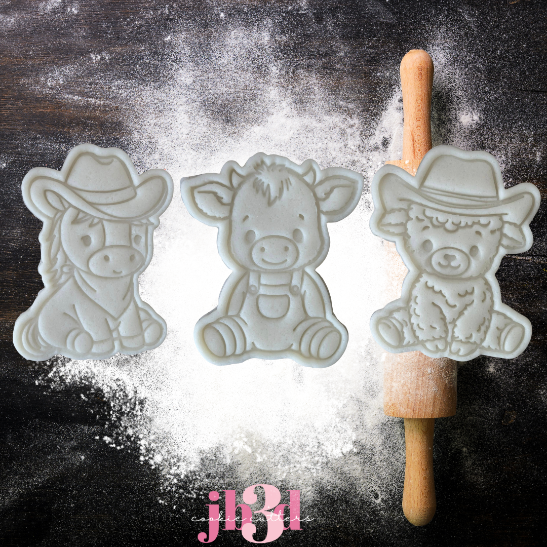 Cowboy Rodeo Baby Animals - Cow/Horse/Lamb - Cutters & Embosser Stamps