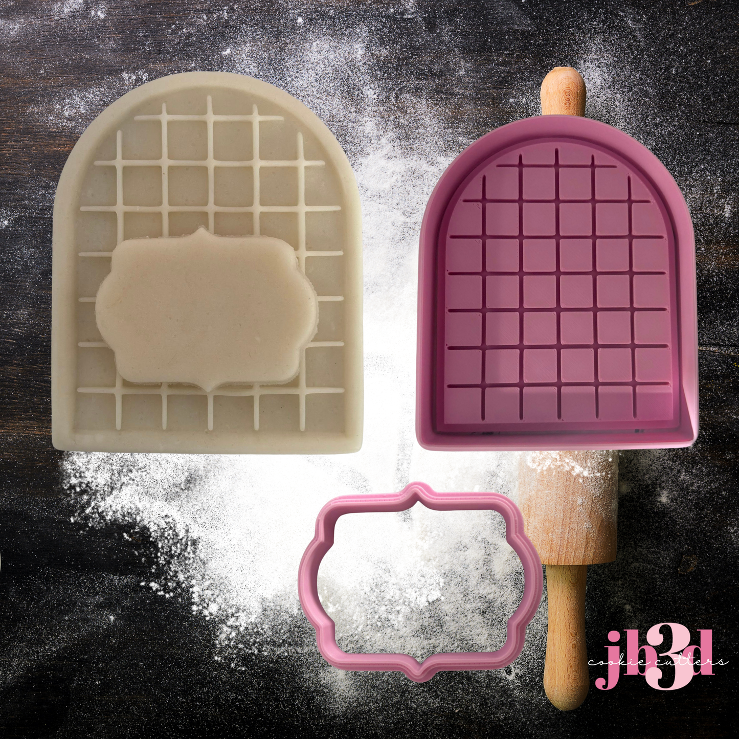 Arch Grid Plaque 2 piece Cutter & Embosser Stamp Set