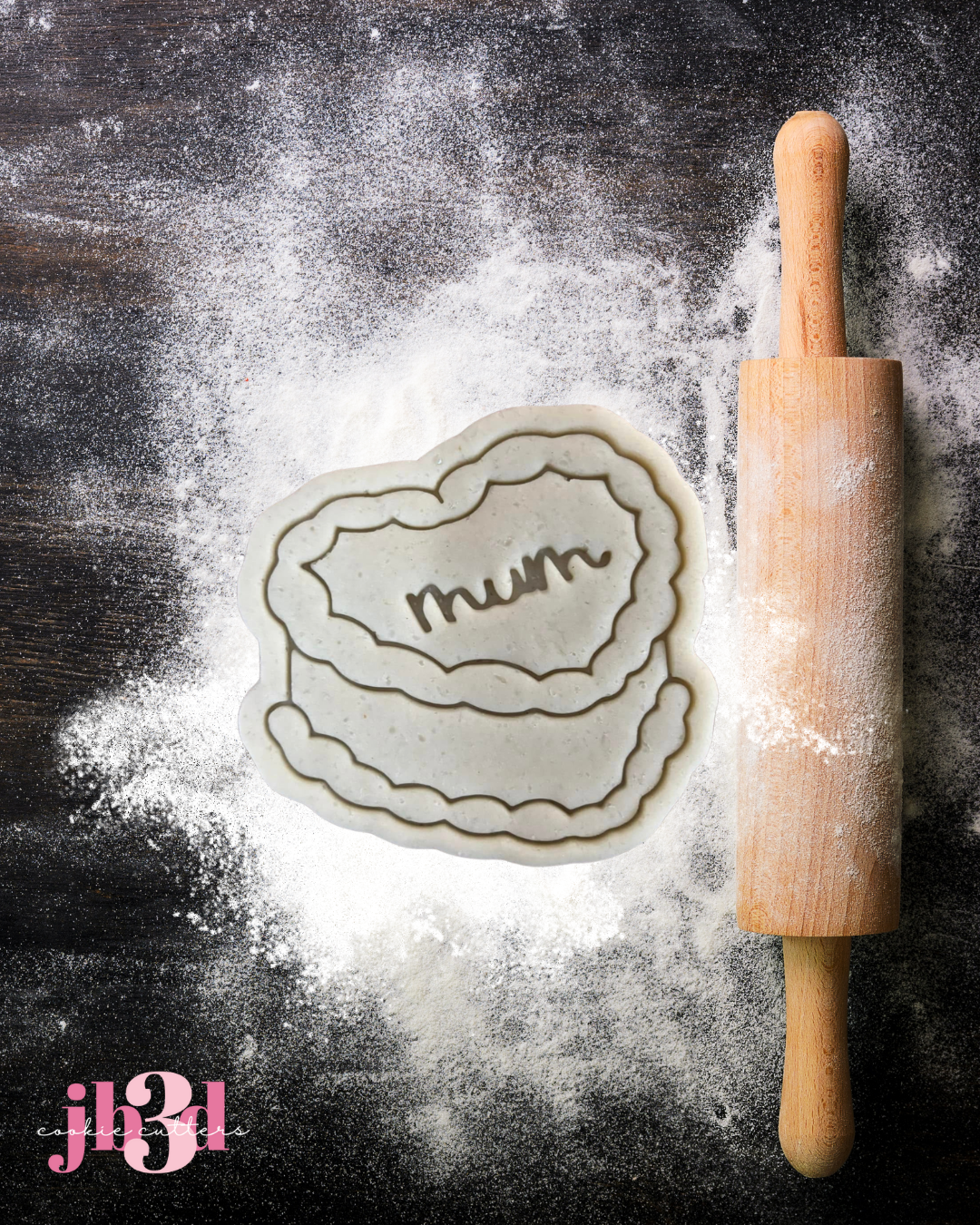 Mum - Heart Cake - Cutter & Embosser Stamp