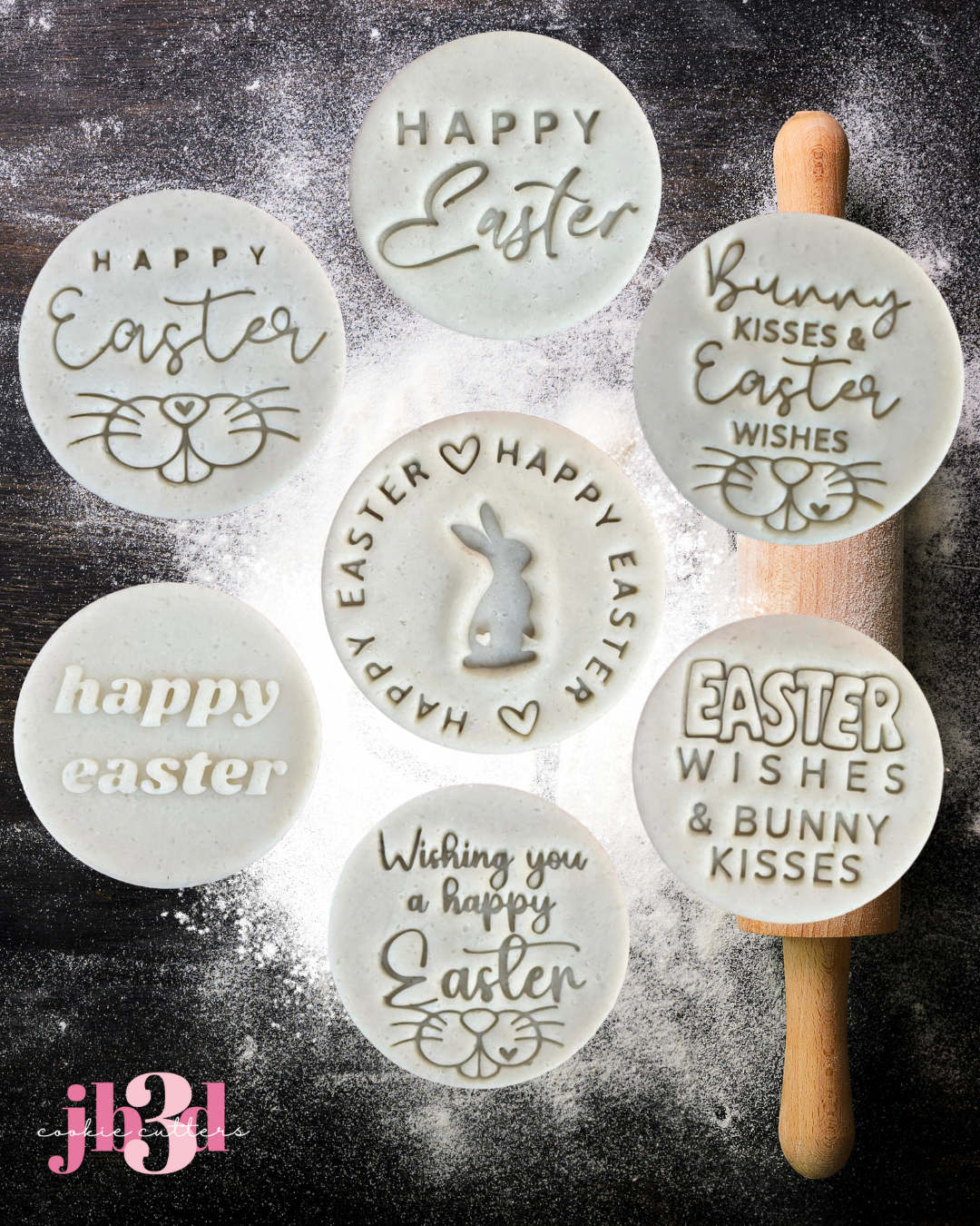 Happy Easter x 6 designs 70mm Round Embosser stamps