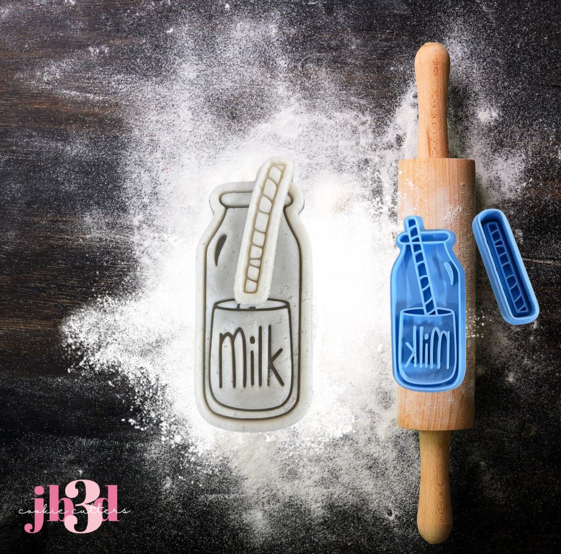 Milk Bottle with Straw - Cutters & Embosser stamps