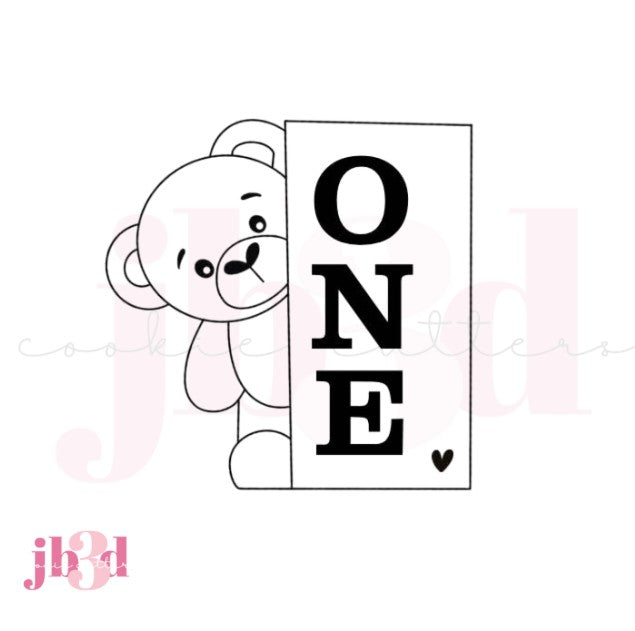 BEAR - One Two Baby Boy Girl Bearly Wait - Cutters & Embosser Stamps