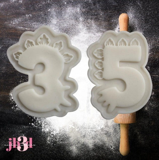 Dinosaur numbers 3 and 5 - Cutters & Debosser Stamps