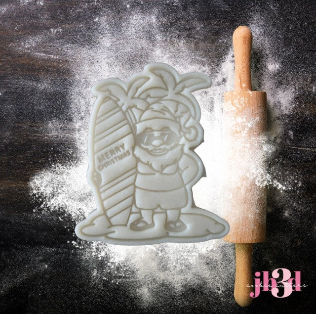 Surfing Santa Christmas - Cutter & Embosser Stamp