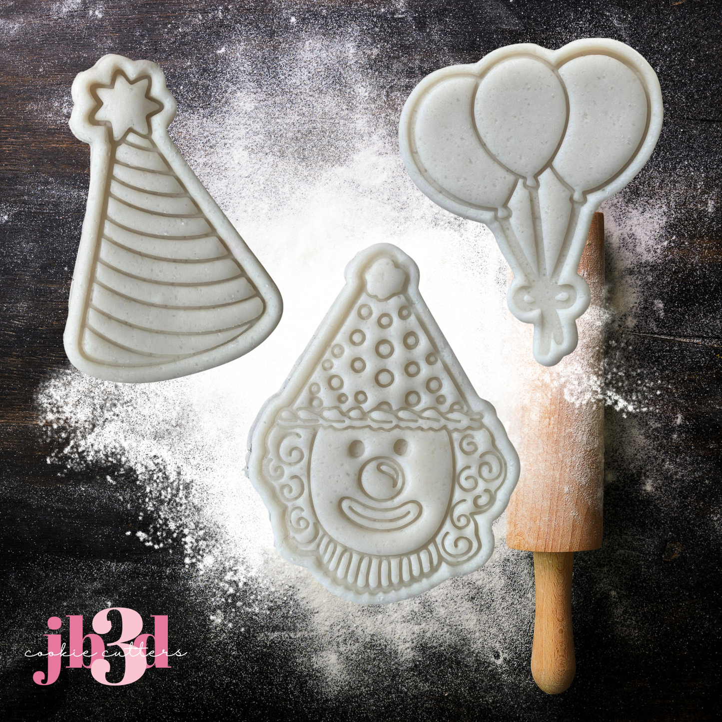 Clown Party Hat Baloons - Cutters & Embosser Stamps