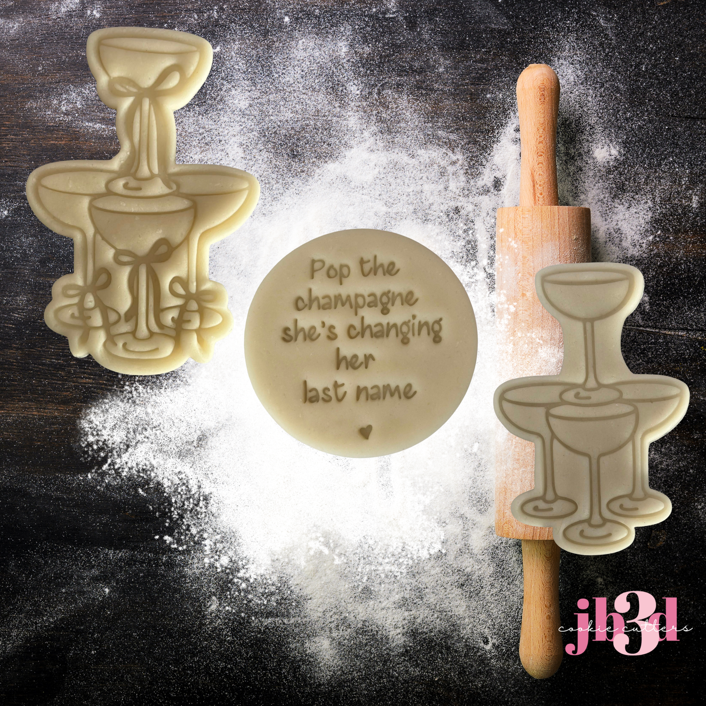 Pop the Champagne Set - Cutters & Embosser Stamps