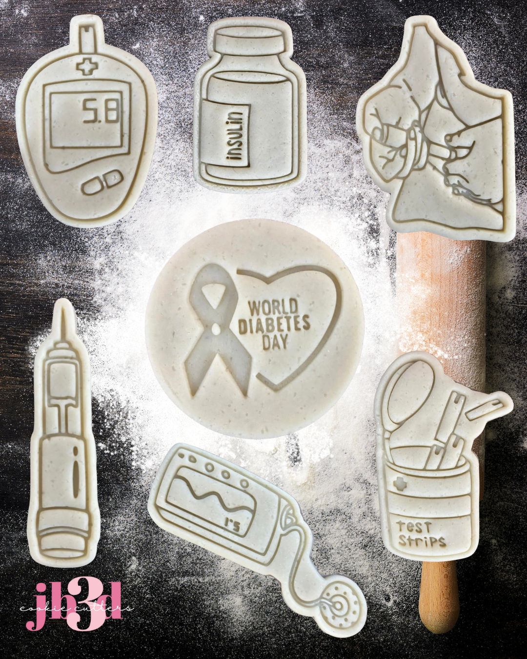 World Diabetes Day DIABETES Cutter & Embosser Stamp