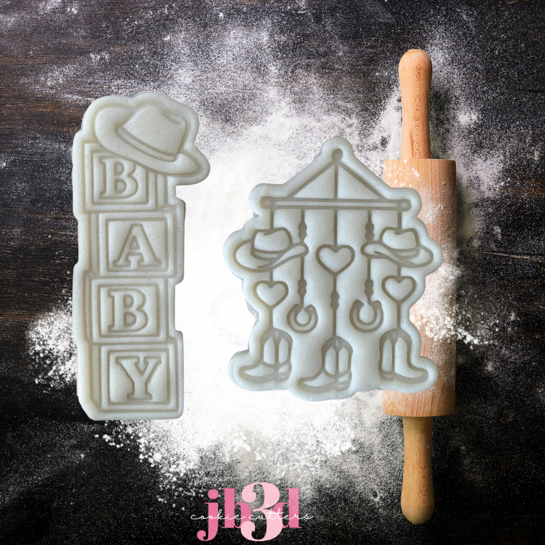 Cowboy Baby Blocks/Baby Mobile Cutters & Embosser Stamps