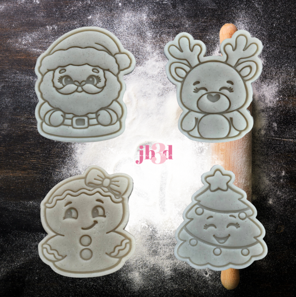 Christmas Cuties - Santa, Reindeer, Christmas Tree, Gingerbread - Cutters & Embosser Stamps
