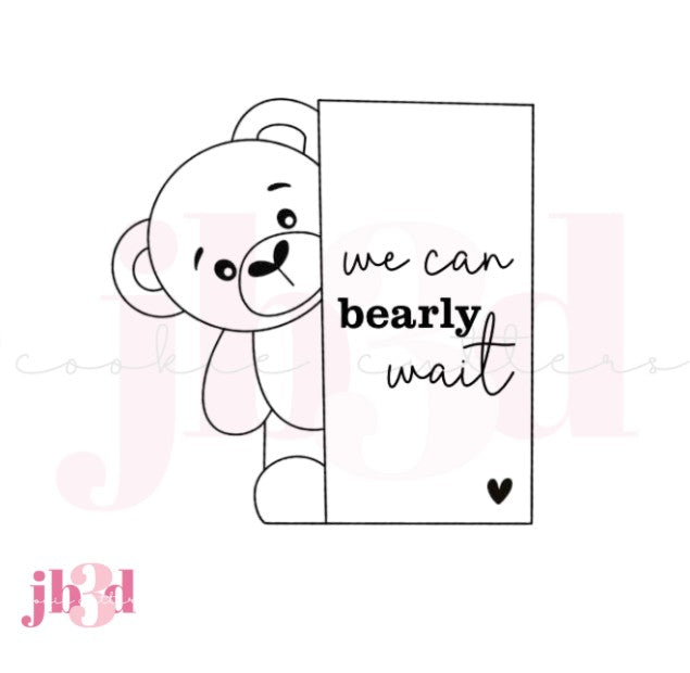 BEAR - One Two Baby Boy Girl Bearly Wait - Cutters & Embosser Stamps