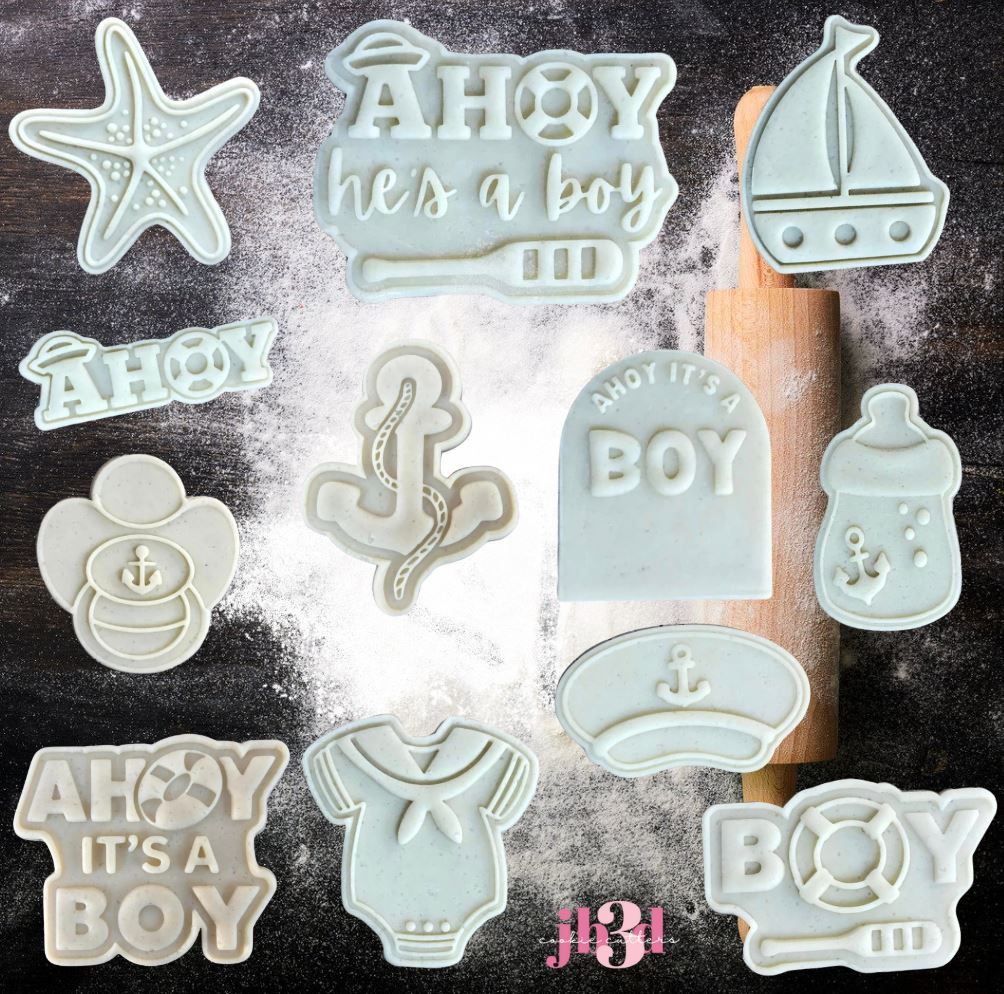 AHOY IT'S A BOY - Set 2 - Cutters & Debosser Stamps
