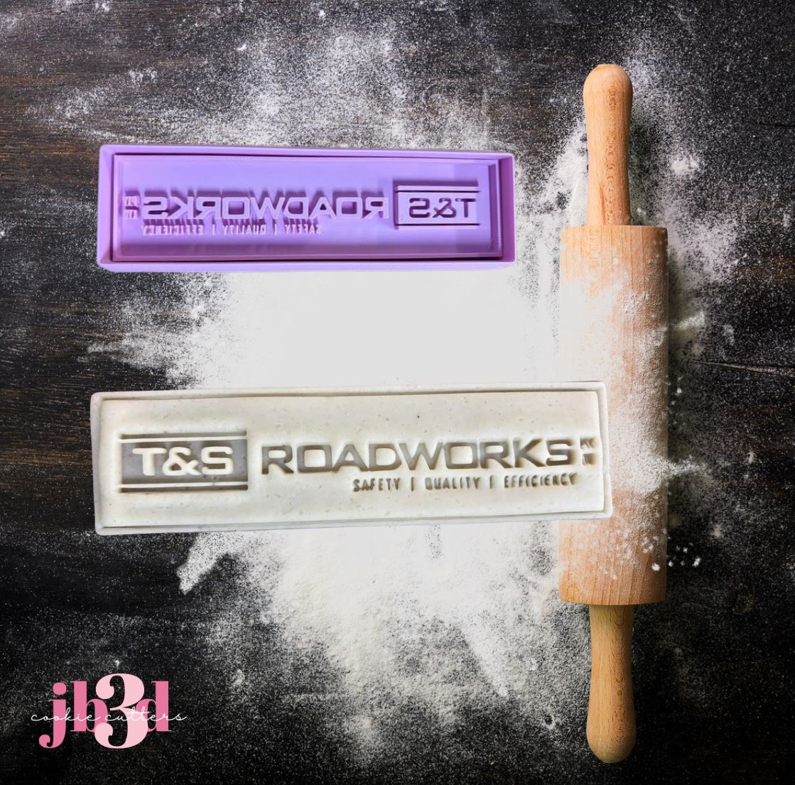 Custom ROADWORKS logo 15cm Cutter & Embosser Stamp