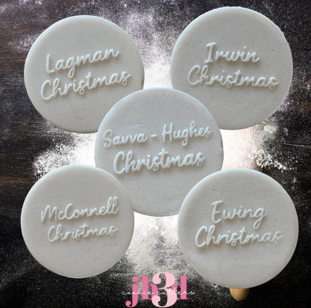 5 x Custom Surname Christmas 70mm Debosser Stamps