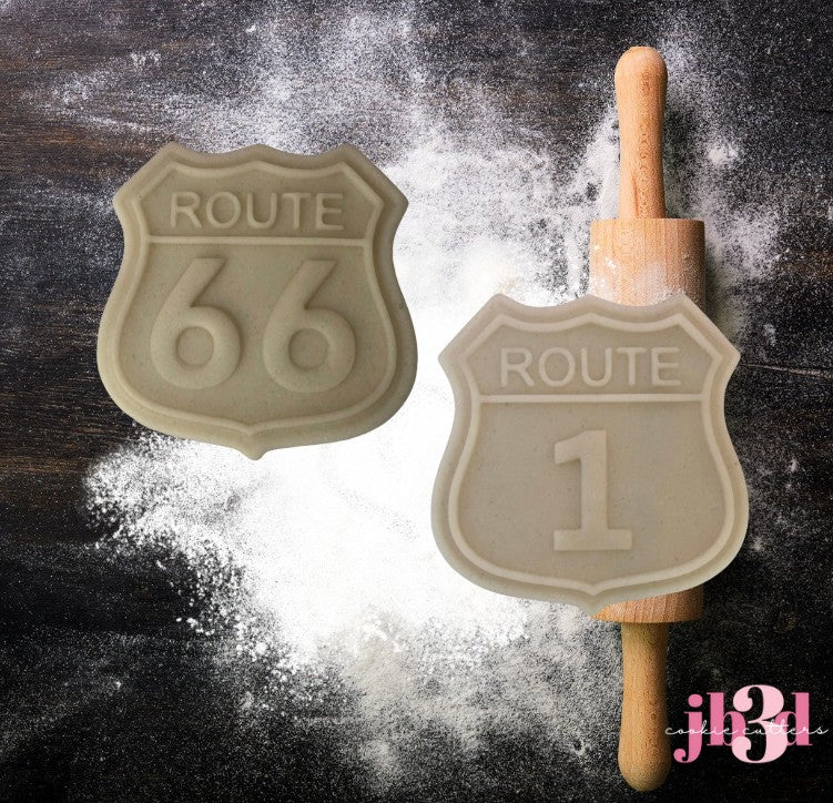 Route 66 and Route 1 - Cutter & Embosser Stamp