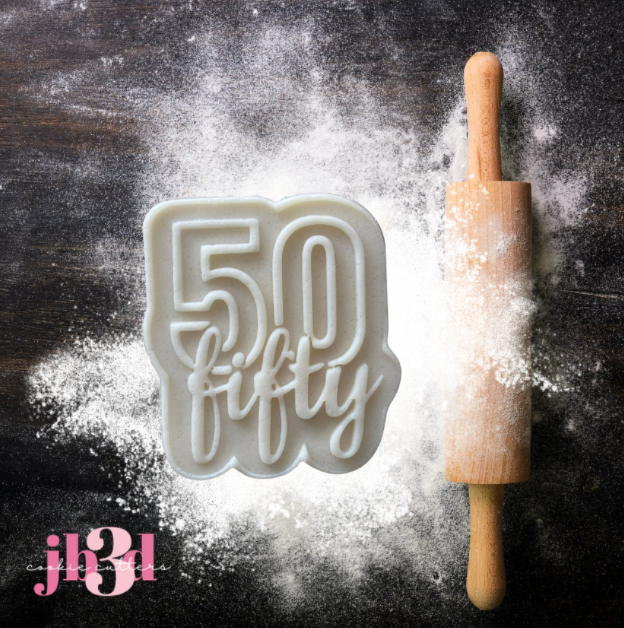 Fifty 50 Cutter & Debosser Stamp
