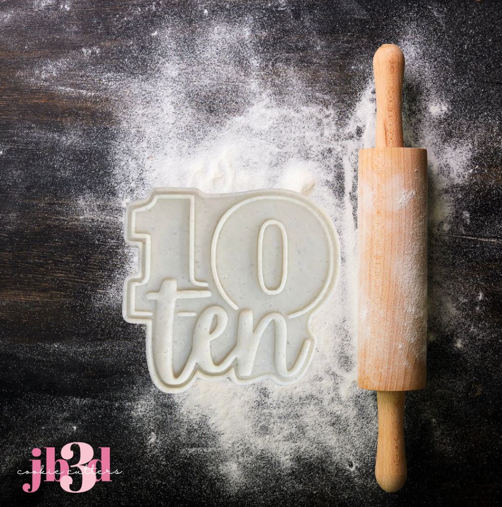 Number 10 Ten - Cutter & Debosser Stamp