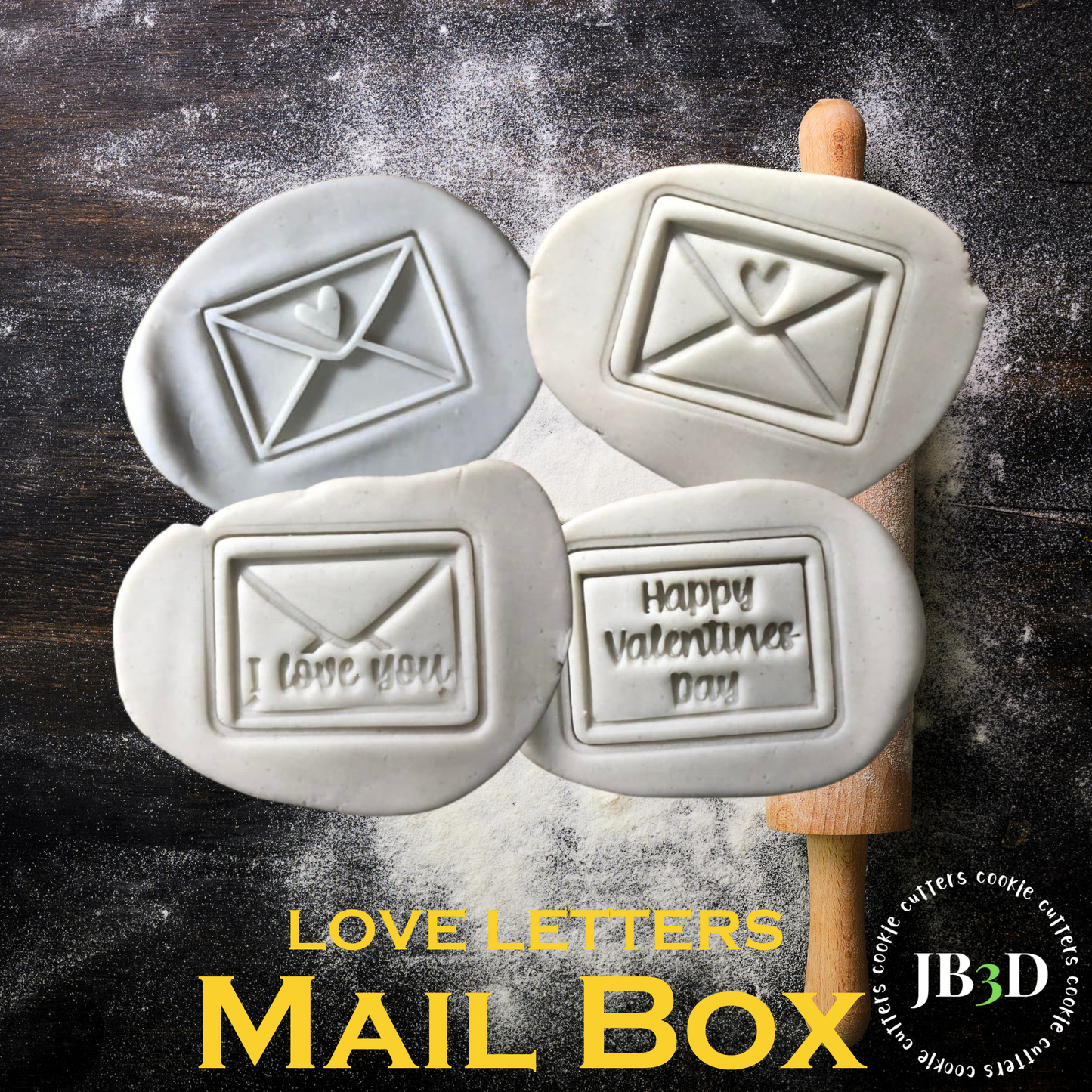 MAIL BOX - LOVE LETTERS Makes a 120mm high 3d Cookie Mail Box