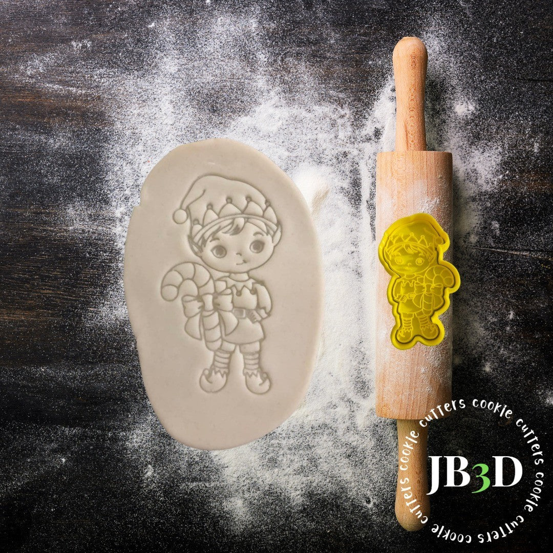 Elf Girl with present Elf Boy with Candy Cane