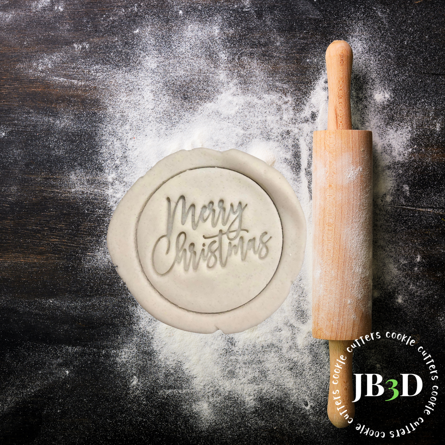 Merry Christmas - 70 mm round stamps