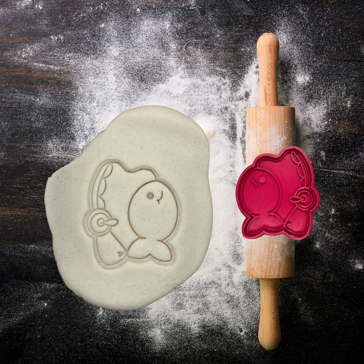 FISHING ROD with FISH Cutter & Stamp