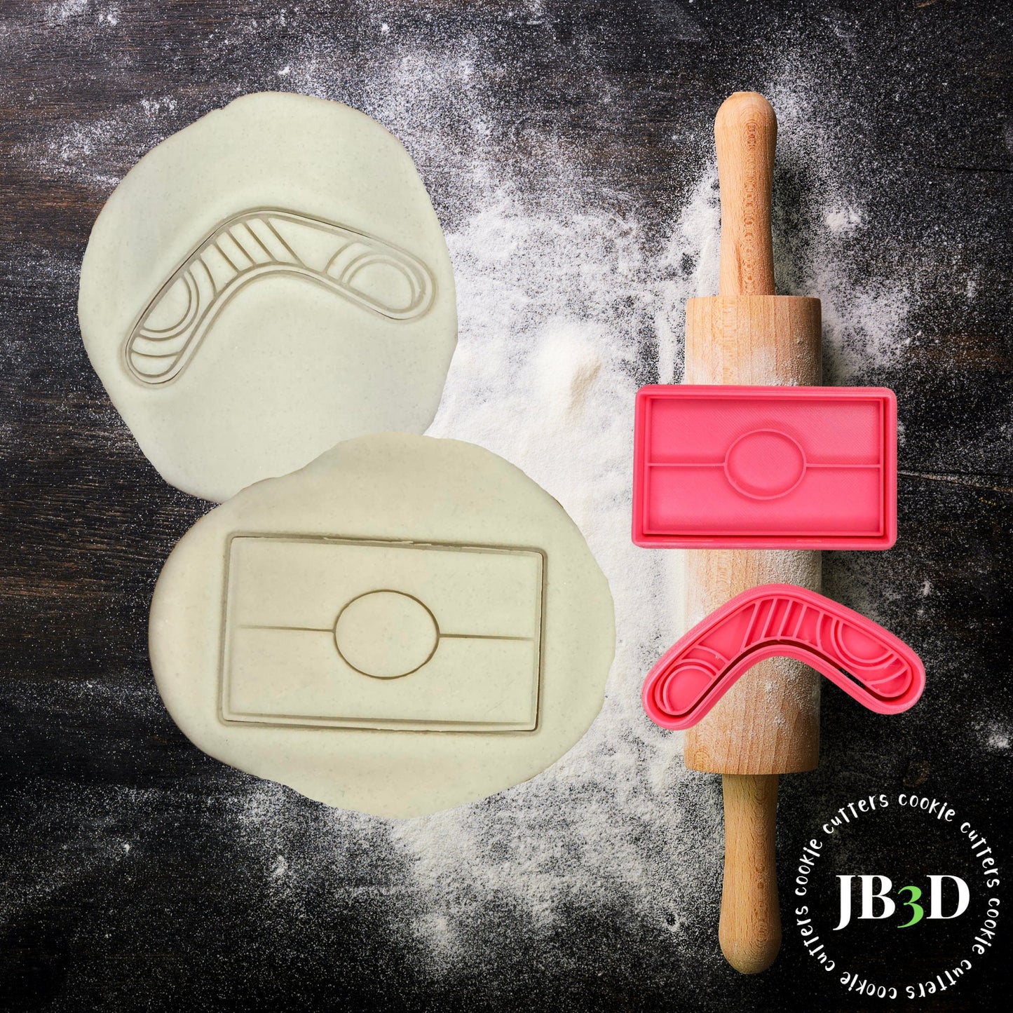 ABORGINAL FLAG and BOOMERANG Cookie Cutter & Stamp