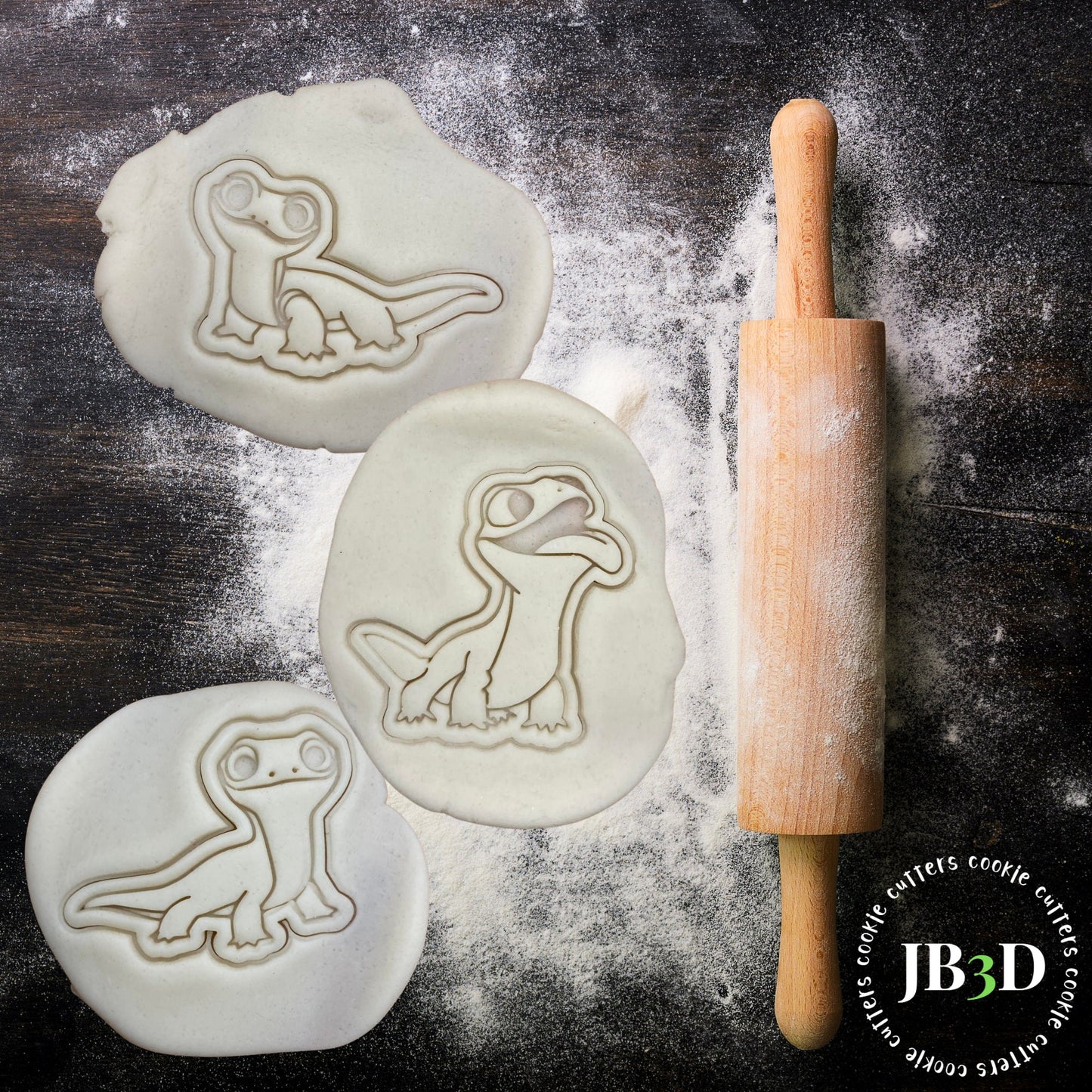 3 x CUTE LIZARD SET Cookie Cutter & Stamp