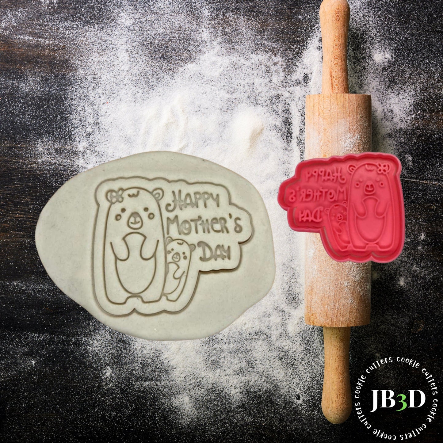 Happy MOTHERS Day Bears Cookie Cutter & stamp