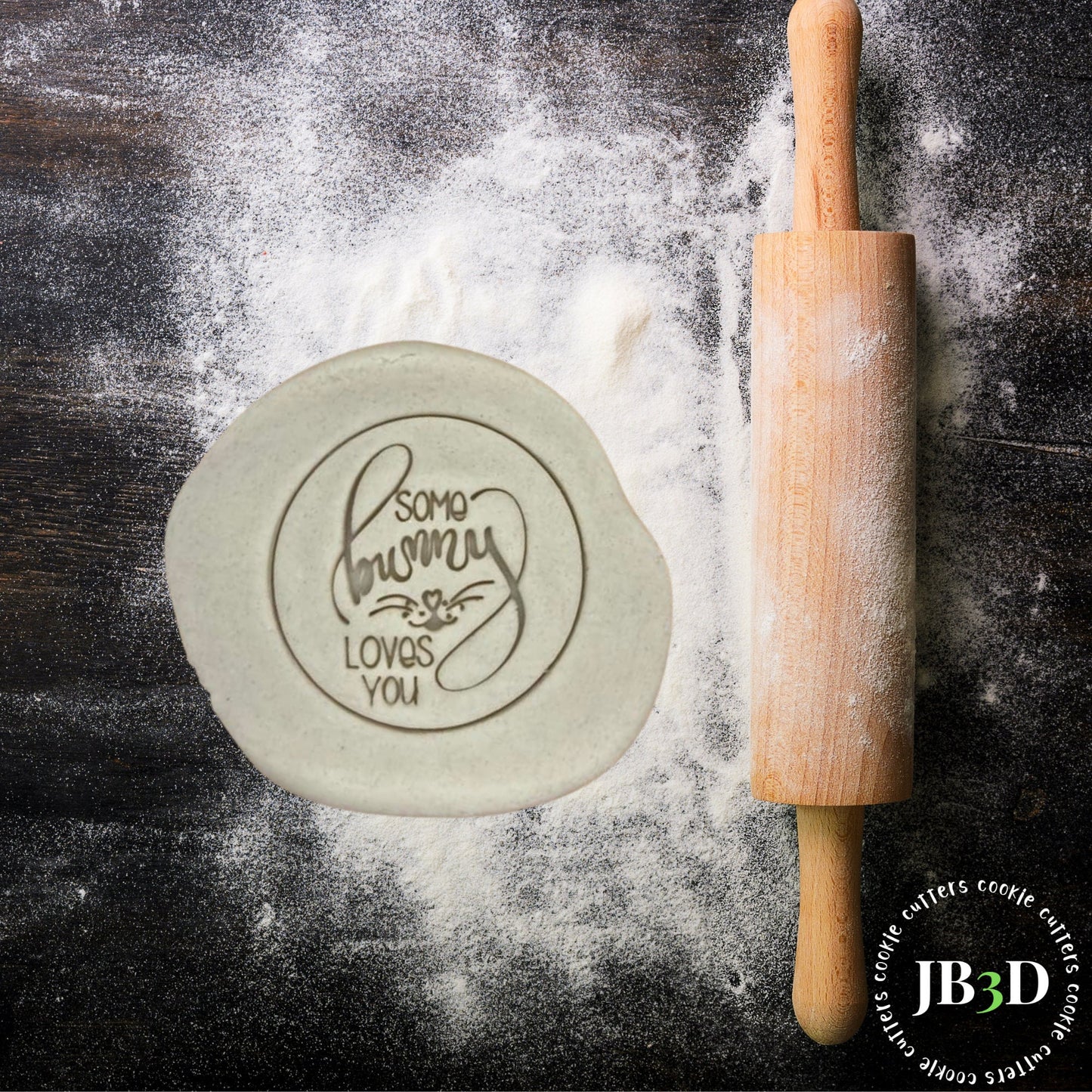 SOME Bunny LOVES YOU Cookie Embosser stamp