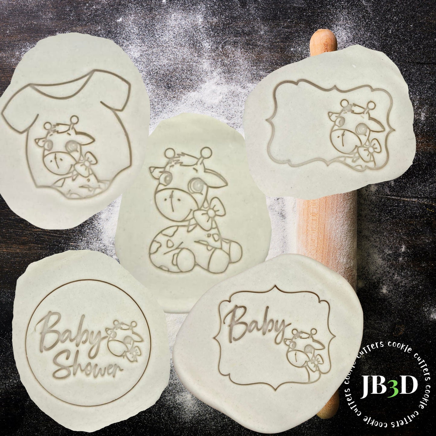 BABY SHOWER GIRAFFE Set or Singles Cookie Cutter & Stamps