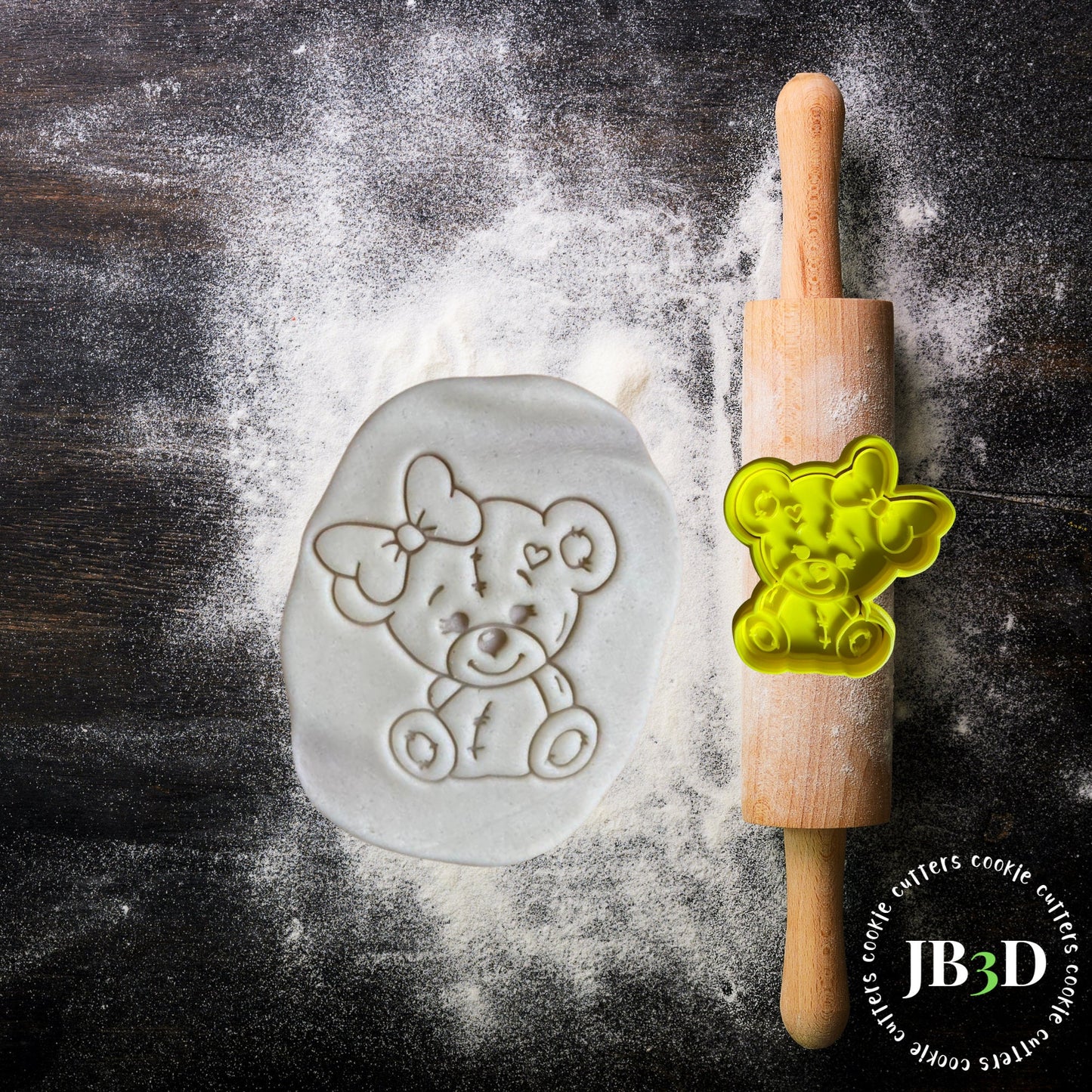 1st Birthday BEAR & BOW Set Cookie Cutter and Embosser Stamp