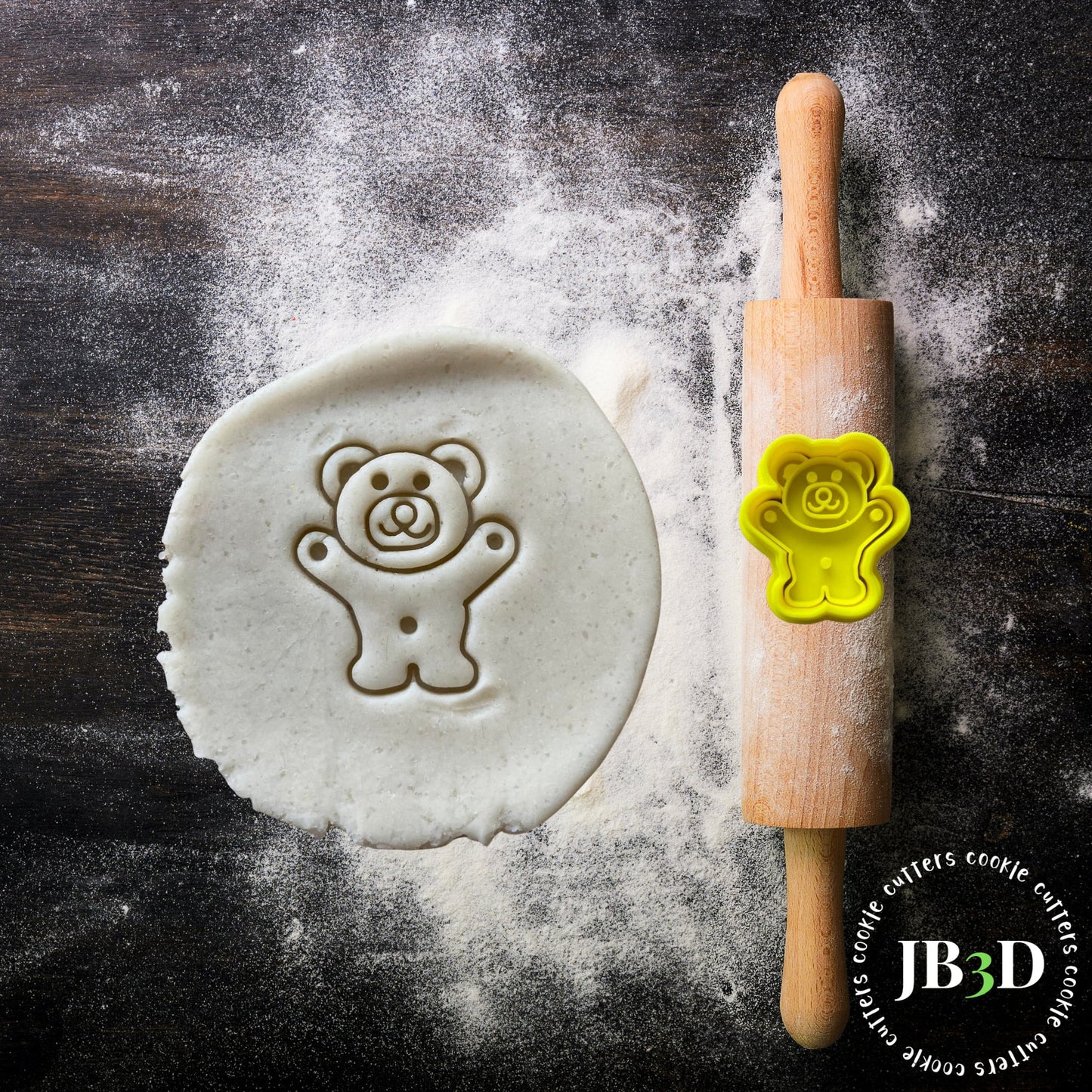 TINY TEDDY 40mm Cookie Cutter and embosser stamp