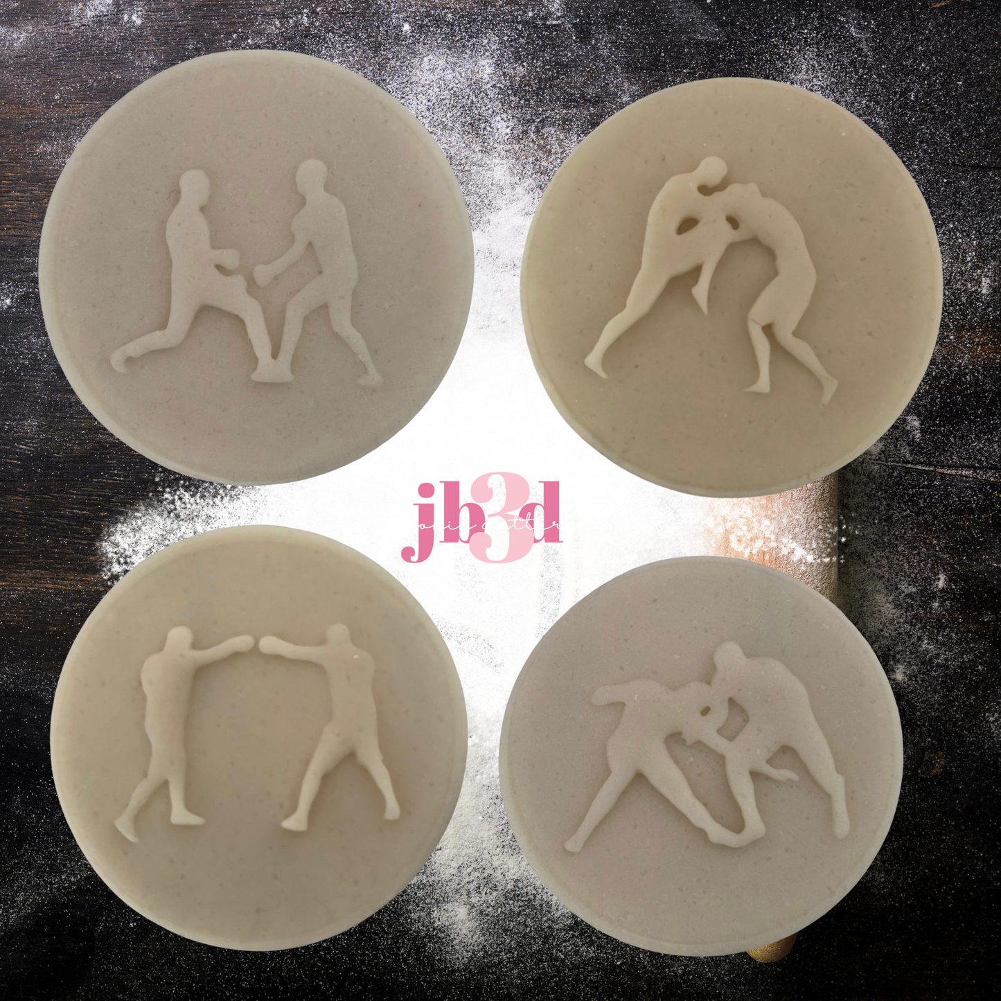 UFC/MMA Fighting Silhouettes - 70mm round Debosser Stamps