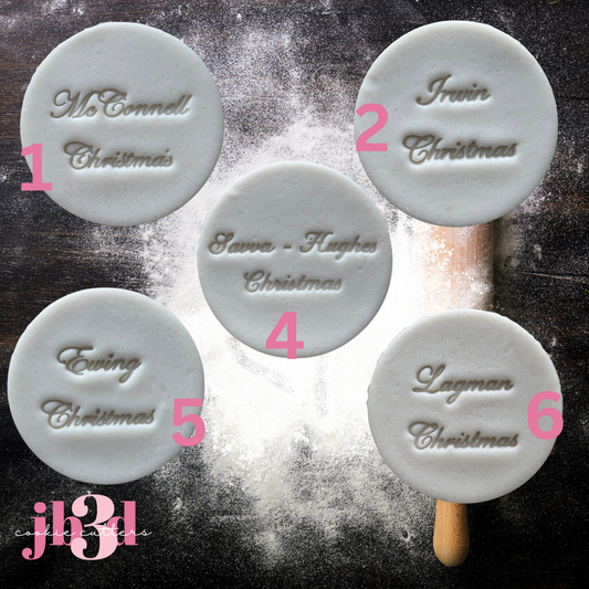 Custom Christmas Name 80mm Round Stamps