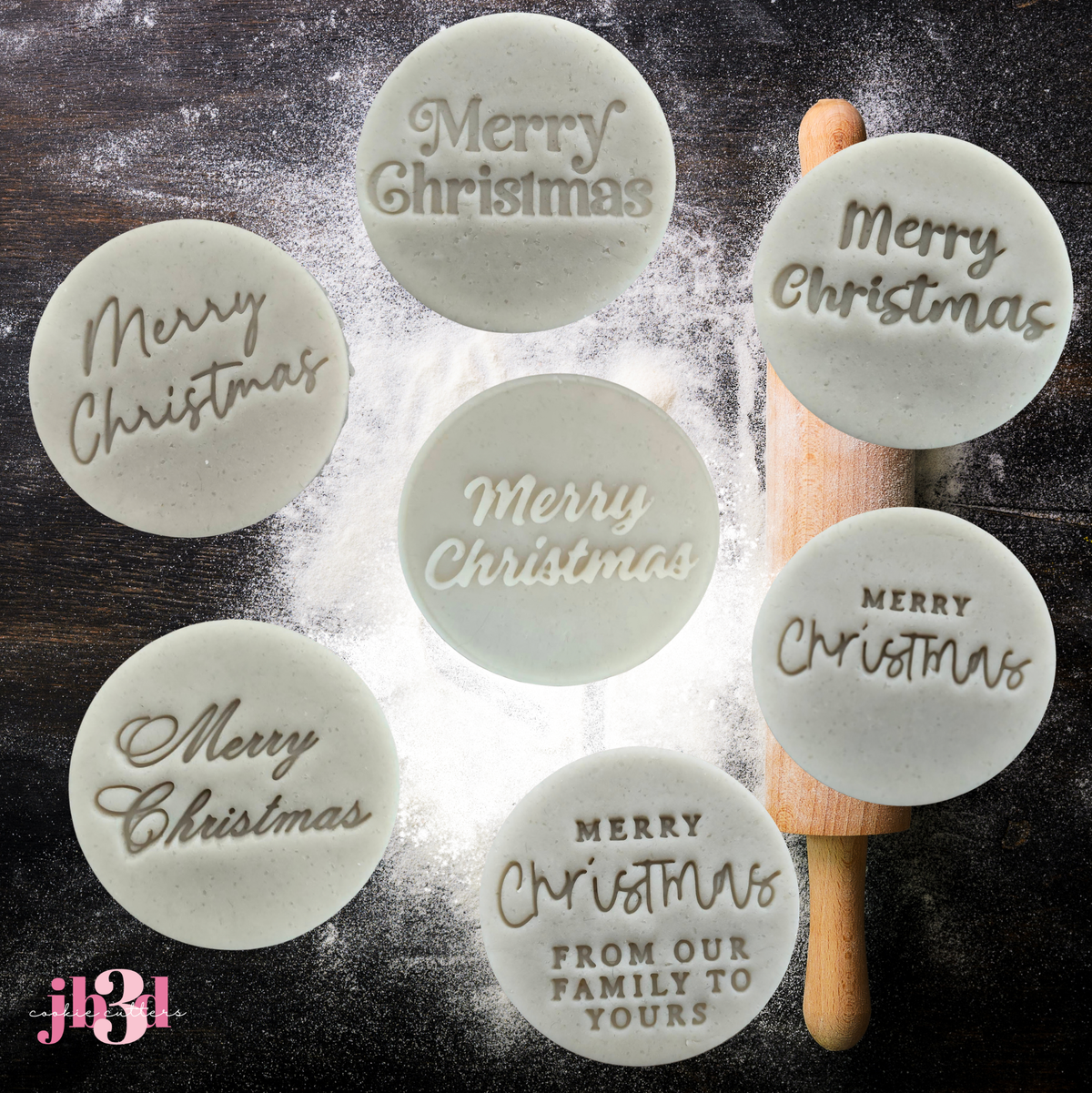 Merry Christmas 70mm round Stamps
