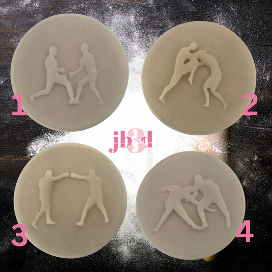 UFC/MMA Fighting Silhouettes - 70mm round Debosser Stamps