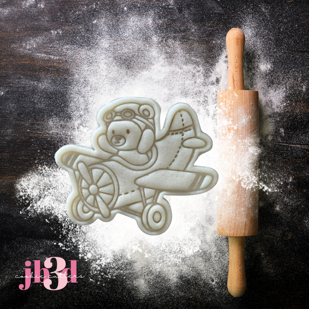 Bear in a Plane - Cutter & Embosser Stamp