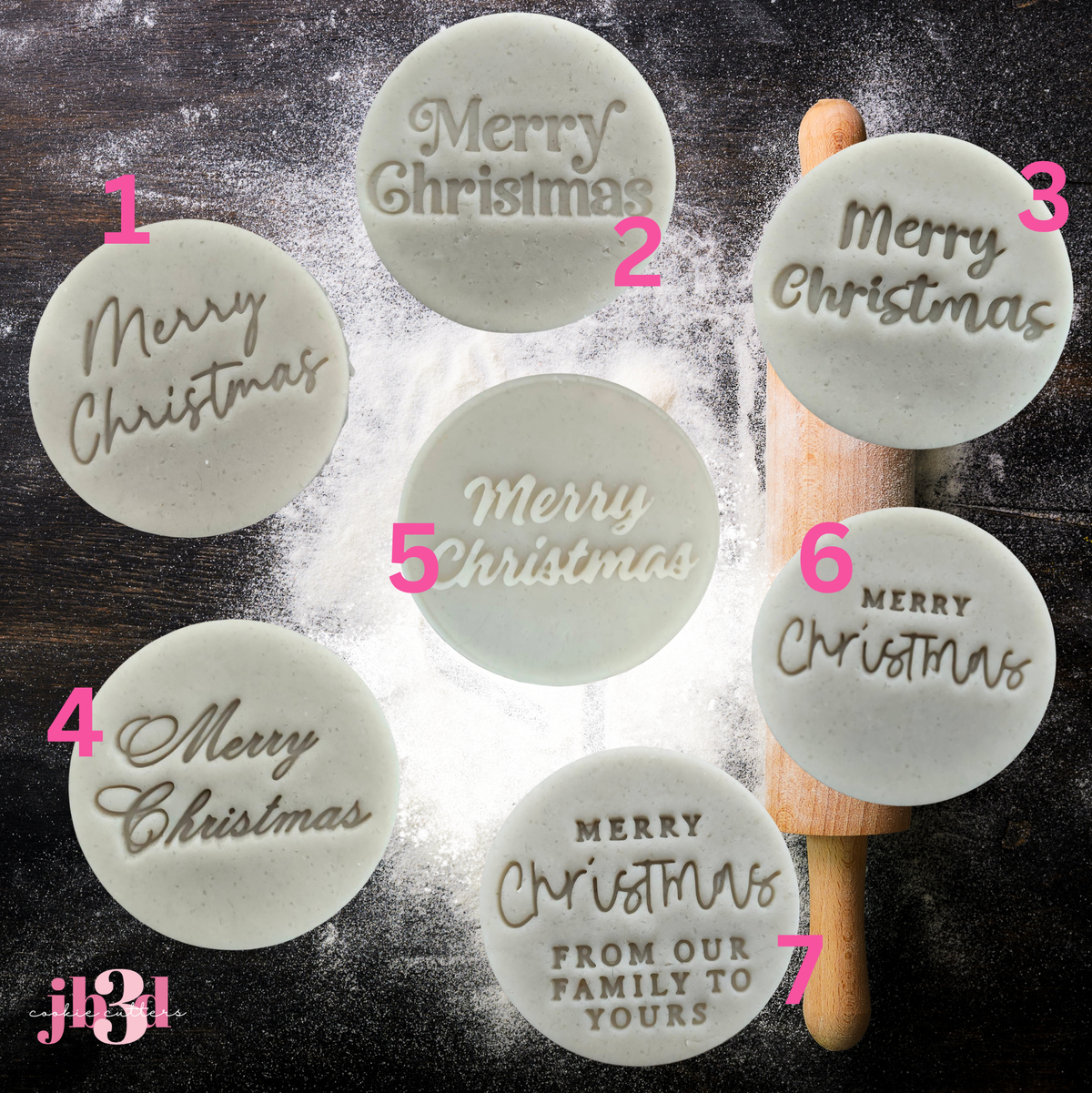 Merry Christmas 70mm round Stamps