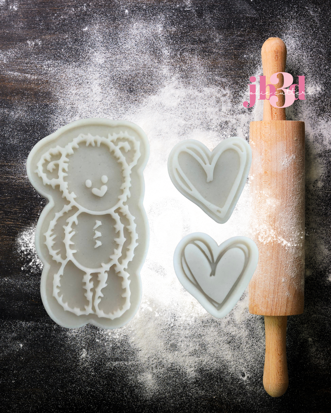 Ratty Bear & Hearts - Cutters & Stamps