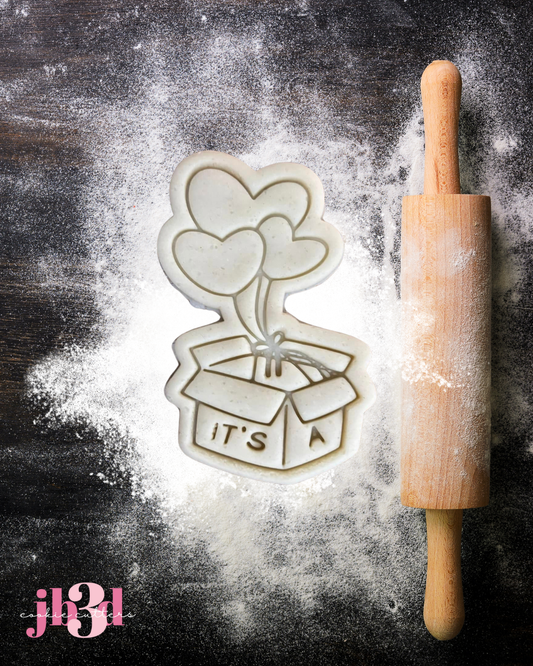 Baby Shower Box of Balloons 'IT'S A'  Cutter & Embosser Stamp