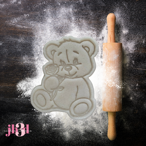 Happy Valentine's day Bear with Rose - Cutter & Embosser Stamp