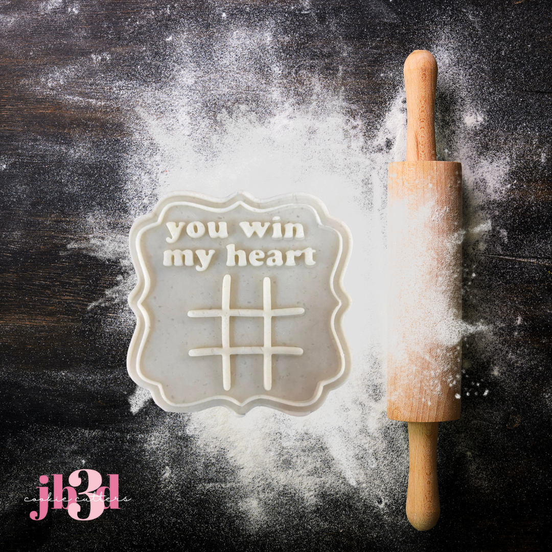 Naughts and Crosses - YOU WIN MY HEART Cutter& Debosser Stamp