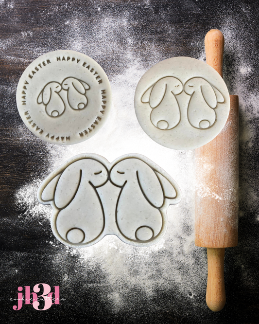 BUNNY KISSES Set - Cutters & Embosser Stamps