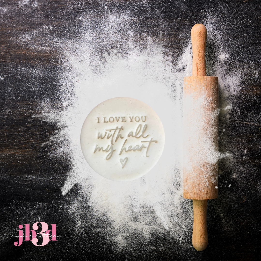 I LOVE YOU with all my heart - 70mm Embosser Stamp