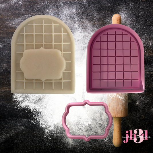 Arch Grid Plaque 2 piece Cutter & Embosser Stamp Set