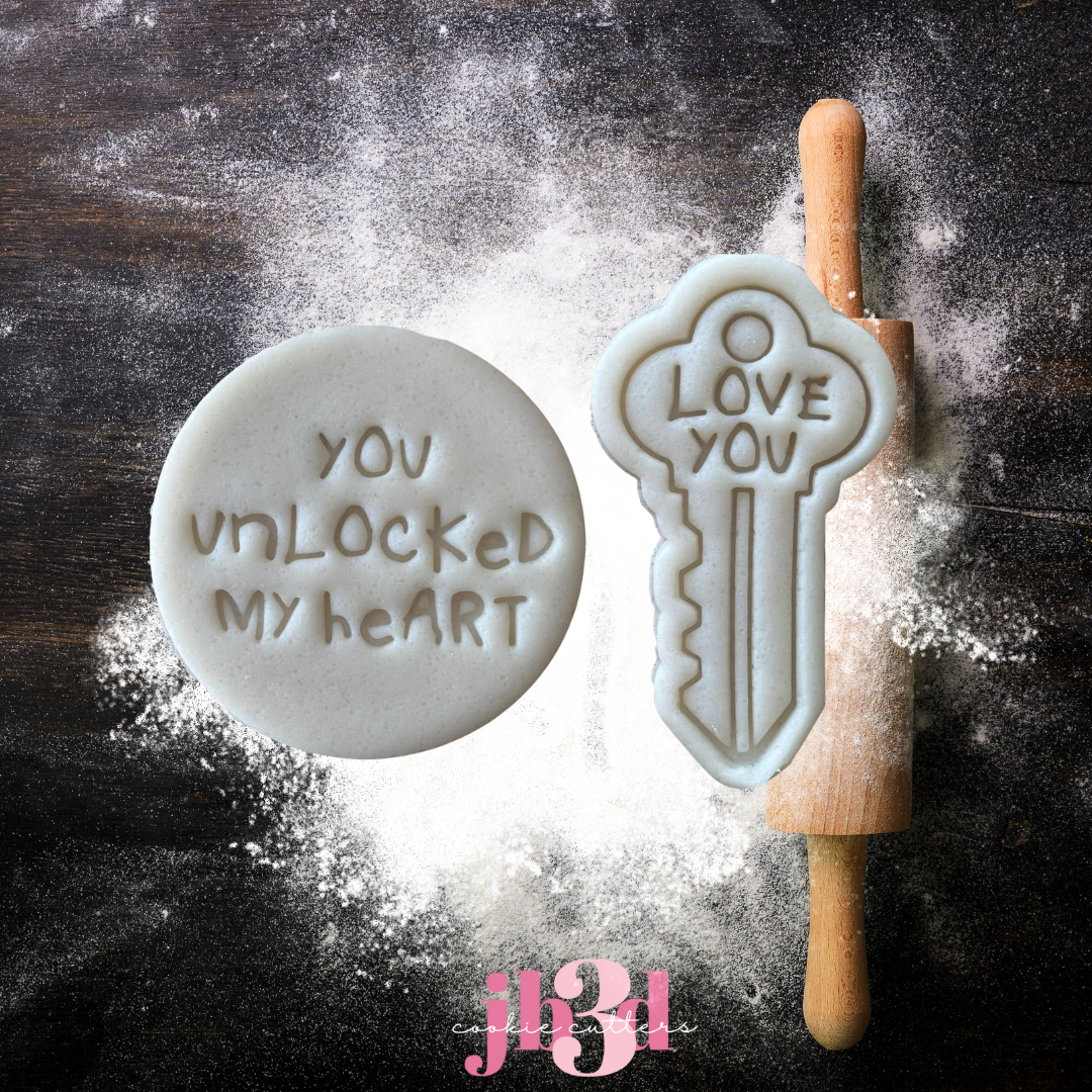 You unlocked my heart -  Love you Key - Cutters & Embosser Stamps