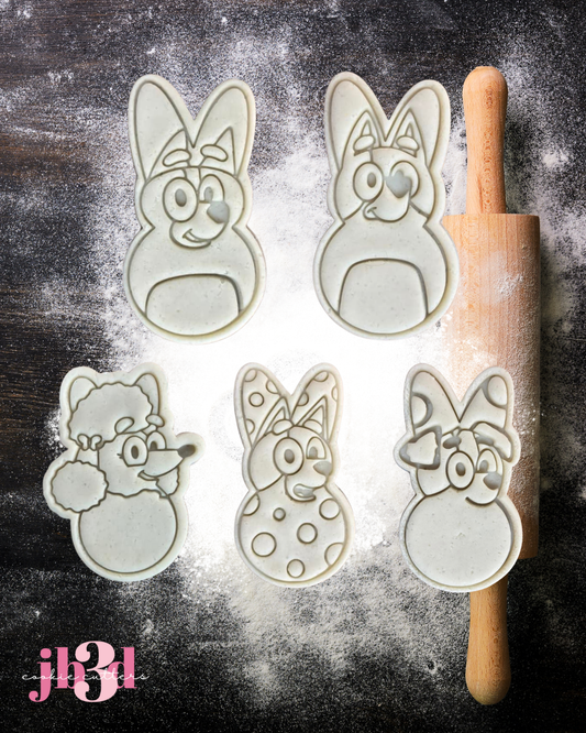 Bluey Easter x 5 - Cutters & Embosser Stamps