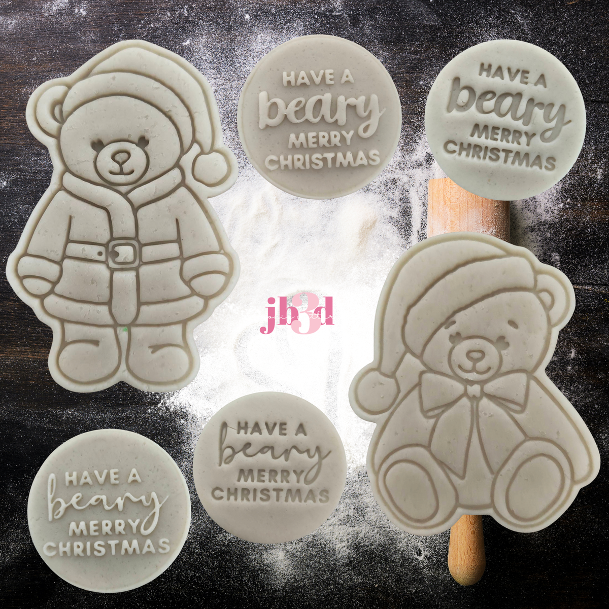 BEARY Merry Christmas - Cutters & Embosser Stamps